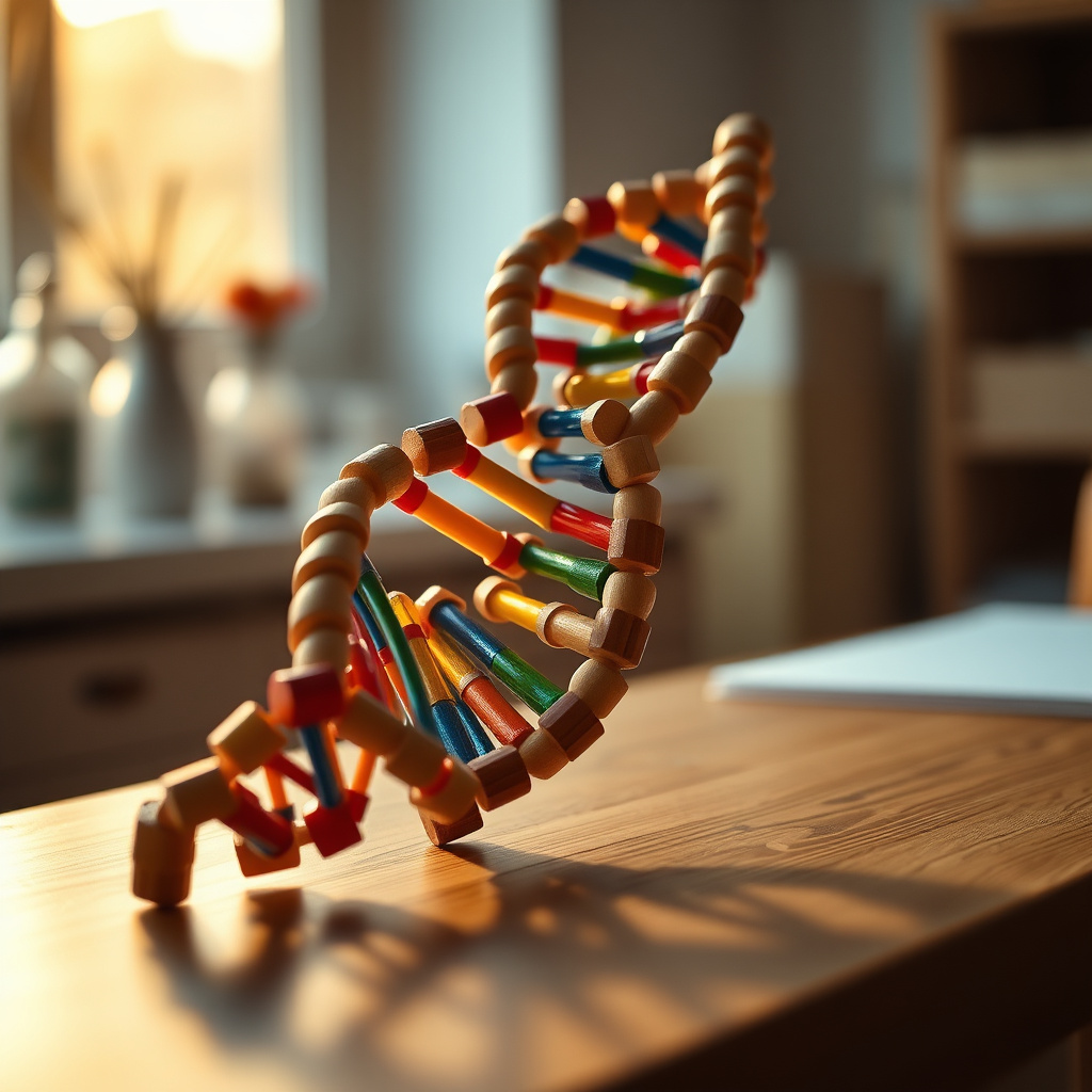 Cérebro estilizado conectado a fios de DNA e ícones de neurônios sobre um fundo azul tecnológico e minimalista